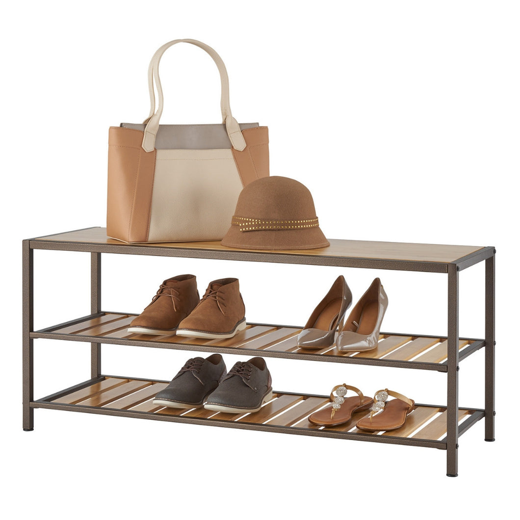 Trinity 3-Tier Bamboo Shoe Bench in Bronze Anthracite